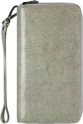 Vista 79 de Lavemi Pequeña cartera compacta para mujer, con bloqueo RFID, de piel auténtica, plegable, con ventanas de identificación
