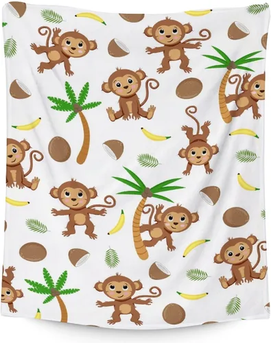 Vista 13 de Manta de mono para niñas pequeñas, tamaño de regazo de 30 x 40 pulgadas, manta de felpa suave y peluda para regalo, manta negra linda para cama, sofá