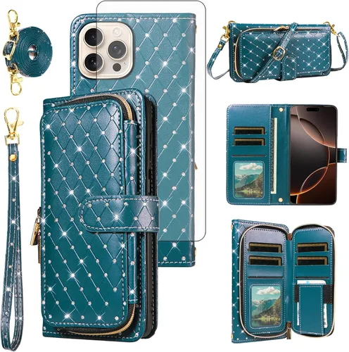 Vista 10 de Funda para teléfono iPhone 6 6S con cremallera y protector de pantalla con protector de pantalla, correa de cordón cruzado, ranura para iPhone 6 Six