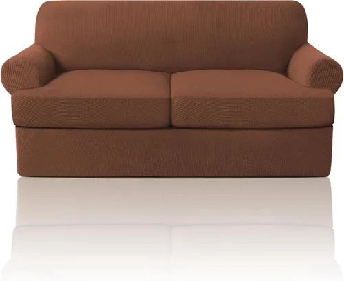 Vista 25 de PrinceDeco Fundas elásticas para sillón de 2 piezas, fundas de sofá para sillas con cojines en forma de T, fundas suaves para muebles con 1 funda