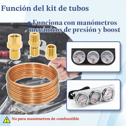 Vista 3 de Kit de tubos de manómetro de aceite de 72 pulgadas, juego de tubo de cobre y piezas roscadas, ajuste universal 1 set