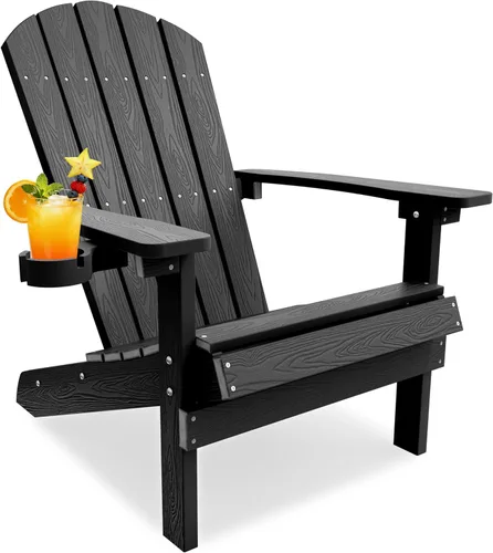 Vista 48 de YEFU Silla Adirondack de plástico resistente a la intemperie, sillas de patio con instalación fácil en 5 pasos, se ve exactamente como madera real
