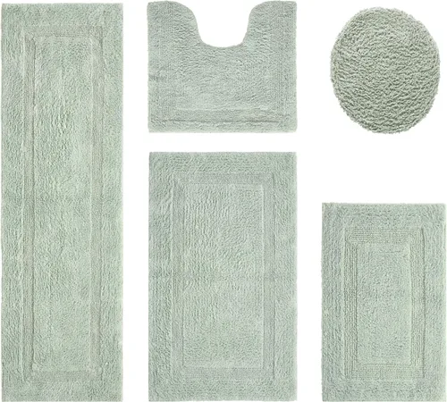 Vista 317 de Better Trends - Juego de 2 alfombras de baño 100% algodón, extra suaves, con borlas, de 17" x 24", alfombra de baño superabsorbente y reversible