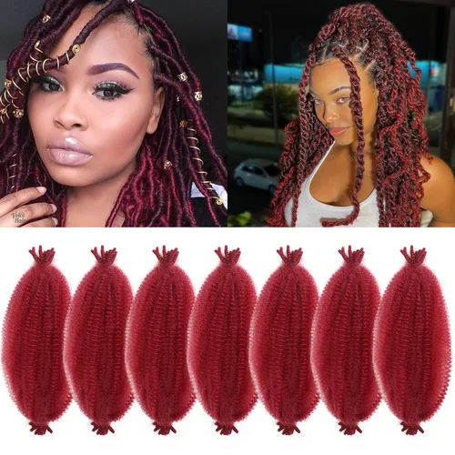 Vista 14 de Cabello afro trenzado elástico de 16 pulgadas, paquete de 3 marley twist para rastas falsas, trenzas rizadas de mariposa, cabello trenzado marley