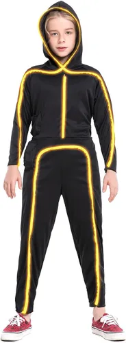 Vista 5 de HSCTEK - Disfraz de Figura de Palo Iluminada para Niños Rojo