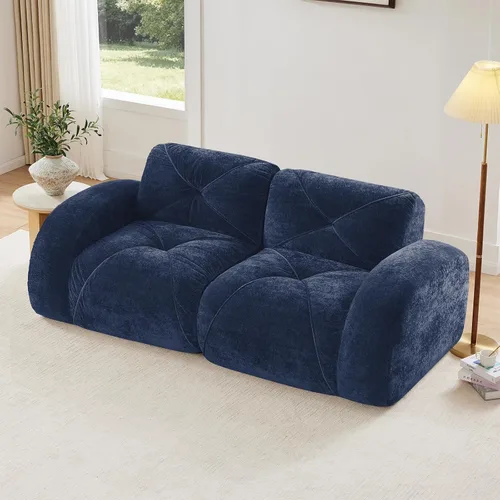 Vista 25 de Sofás modulares modulares de 110.6 pulgadas para sala de estar, sofá moderno de terciopelo sin hueso, no requiere montaje, cómodo sofá sin hueso