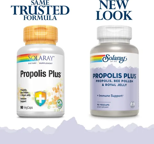 Vista 3 de SOLARAY Propolis Plus - Suplemento de apoyo inmunológico, 90 cápsulas vegetales