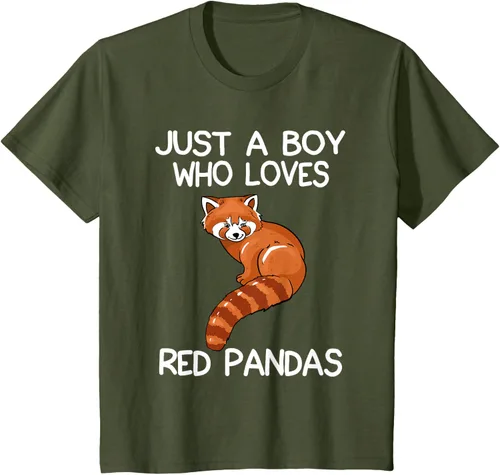 Vista 9 de Just A Boy Who Loves Red Pandas Gift - Camiseta con diseño de panda roja, Negro, S