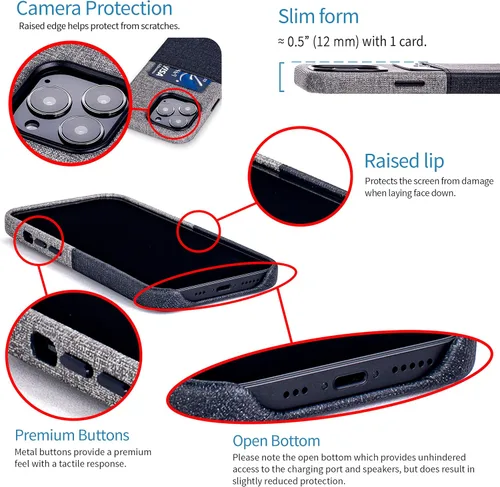 Vista 4 de Dockem Funda tipo cartera para iPhone 13 Pro con placa de metal integrada para montaje magnético y 1 bolsillo plano para tarjetas de crédito Luxe
