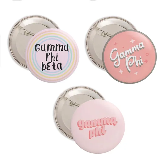 Vista 9 de Desert Cactus Gamma Phi Beta Buttons Pin Back Badge Sorority 3 Pieces of Variety 2.25-inch