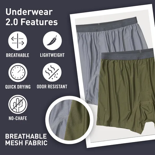 Vista 3 de ExOfficio Boxer estándar Give-n-go 2.0 para hombre, paquete de 2