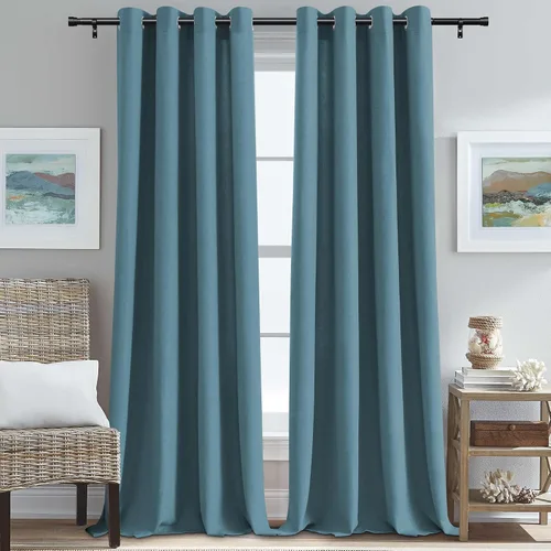 Vista 32 de H.VERSAILTEX Cortinas de cocina texturizadas de lino natural con ojales de 45 pulgadas de largo, lino sintético grueso para oscurecer la habitación