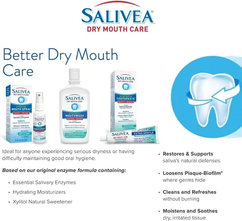 Vista 7 de SALIVEA Spray bucal seco para adultos (paquete de 1) – 250 bombas, espray bucal sustituto de saliva con enzimas salivales naturales y xilitol