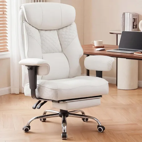 Vista 20 de GTRACING Silla de oficina grande y alta de 400LBS, ergonómica, de tela, diseño de lujo con relieve, silla para juegos con reposapiés, apoyabrazos