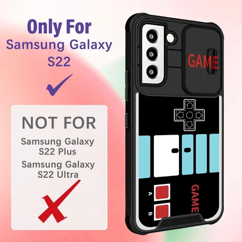 Vista 2 de Funda 2 en 1 para Samsung Galaxy S22 para mujeres y niños, linda funda de dibujos animados para adolescentes, divertido juego divertido negro