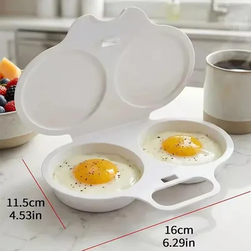 Vista 7 de Cocedor rápido de huevos para microondas, sin aceite, 2 unidades Blanco