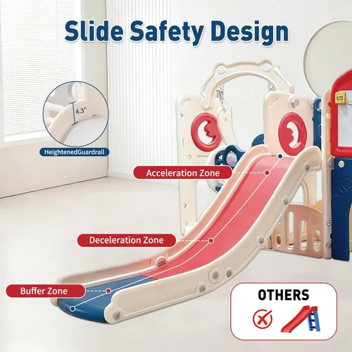 Vista 5 de Set de juego de 12 en 1 para niños pequeños al aire libre con tobogán, parque infantil para niños pequeños y juego de columpios, juego de escalador