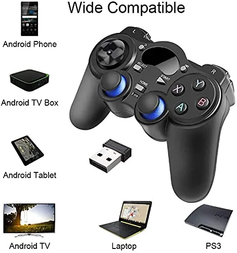 Vista 5 de USB Wireless Gaming Controller Gamepad for PCLaptop Computer(Windows XP7810) & PS3 & Android & Steam - Black (black)