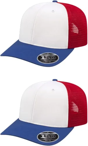Vista 39 de Cap America i8502 Flexfit 110 Premium - Gorra de camionero de perfil medio con 6 paneles de malla trasera con protección UV y cierre ajustable