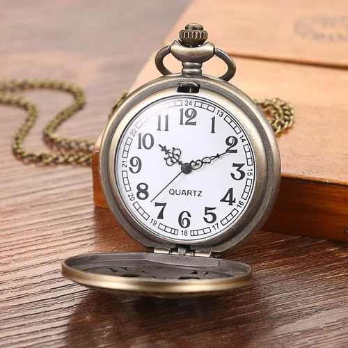 Vista 3 de Avaner Reloj de bolsillo de cuarzo con diseño de flores de rosas huecas de bronce antiguo para mujeres y niñas