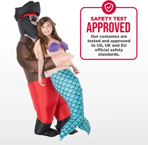Vista 5 de Morph Disfraz inflable de sirena para niños, disfraz de pirata inflable, disfraz inflable de sirena para niñas