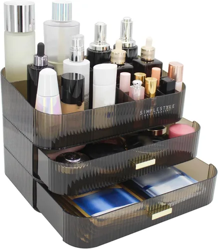 Vista 7 de Organizador de maquillaje con cajones apilables, organizadores y almacenamiento para tocador de baño, ideal para cosméticos, cuidado de la piel