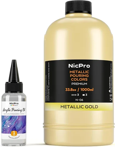 Vista 8 de Nicpro Pintura acrílica de color negro azabache, suministros de pintura premezclada de 33.8 onzas con aceite de silicona y guantes para lienzo