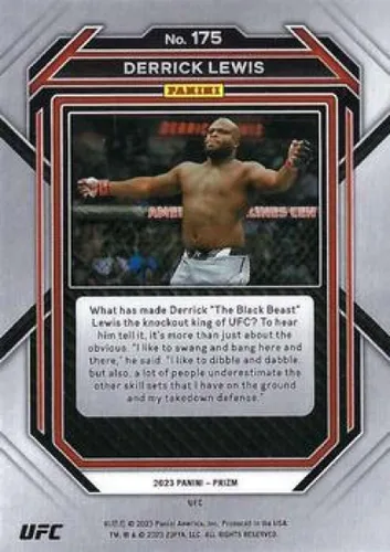 Vista 2 de Panini Prizm UFC #175 Derrick Lewis - Tarjeta comercial oficial de MMA vertical pesada 2023 en estado crudo (NM o mejor)