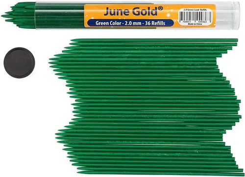 Vista 12 de June Gold repuesto de grafito resistente a quiebres con cómodo dispensador, Arcoiris (Rainbow) Grosor audaz para uso pesado, plomo resistente a