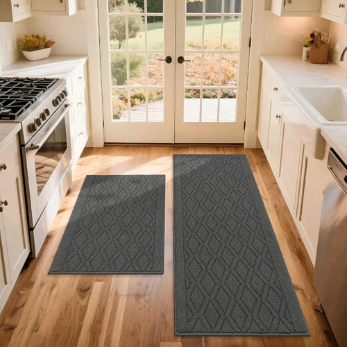 Vista 53 de COSY HOMEER Tapete de cocina antideslizantes, absorbentes para el piso, alfombra de cocina lavable, tapete de pie para fregadero, alfombra de Beige
