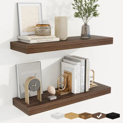 Vista 35 de fuqing Estantes flotantes para pared, estante flotante de madera montado en la pared con soportes invisibles para sala de estar, baño, dormitorio
