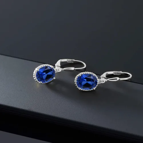 Vista 181 de Gem Stone King Aretes colgantes de gota para mujer, plata de ley 925, piedra natal ovalada de 0.354 x 0.276 in, joyería fina, regalos para ella