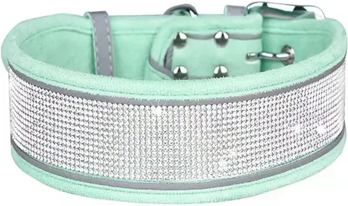 Vista 13 de Serijoars Collar de perro con diamantes de imitación, deslumbrante, suave, cómodo, reflectante, collar para perro grande, collar de diamantes
