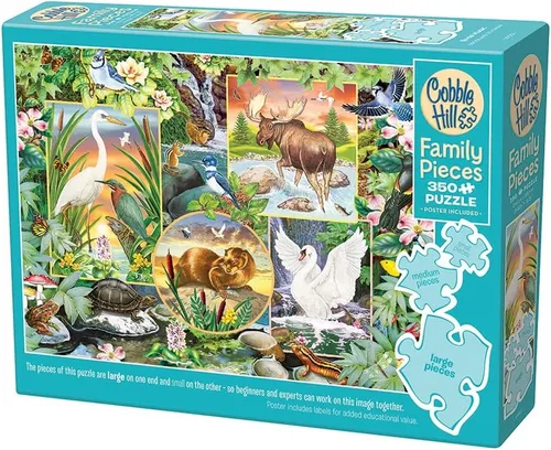 Vista 4 de Cobble Hill Family Piece's 350 Puzzle - River Magic - Muestra de póster incluido