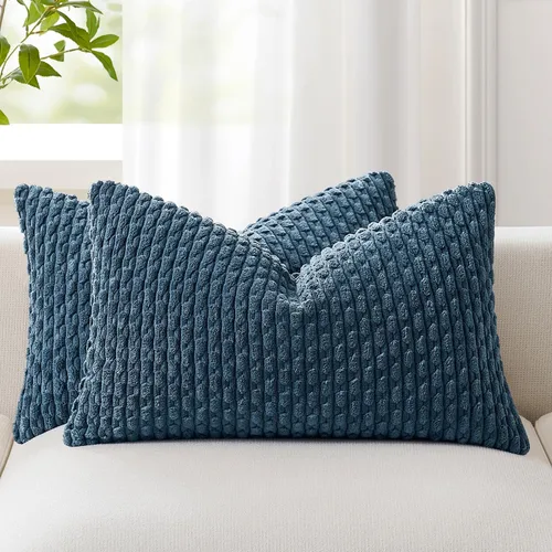 Vista 56 de Kevin Textile - Juego de 2 fundas de almohada de pana suave de 16 x 16 pulgadas, color verde aguamarina Fundas de almohada decorativas de pana