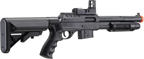 Vista 4 de M0581 Bomba de acción de Airsoft escopeta con alcance, luz y construcción duradera de ABS con grúa