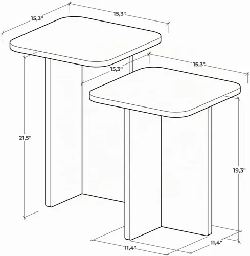 Vista 2 de Travertine Efect - Juego de 2 mesas auxiliares modernas, mesa auxiliar pequeña para sala de estar