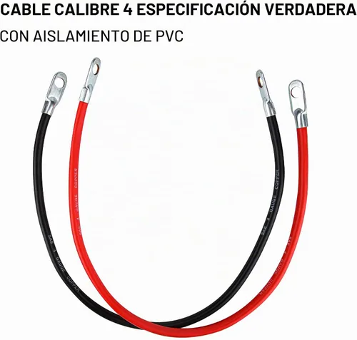Vista 4 de Cartman Heavy Duty Cables de arranque Calibre 4 UL Listados en la bolsa. Juego positivo/negativo, lengüetas de cobre, aislamiento de PVC flexible