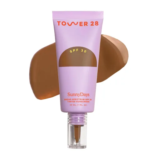 Vista 10 de Tower 28 Base de maquillaje con SPF 30, protector solar tintado SunnyDays 05 FAIRFAX