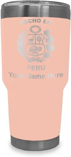 Vista 7 de LaserGram Vaso aislado al vacío de 20 onzas, hecho en Perú, grabado personalizado incluido (negro)