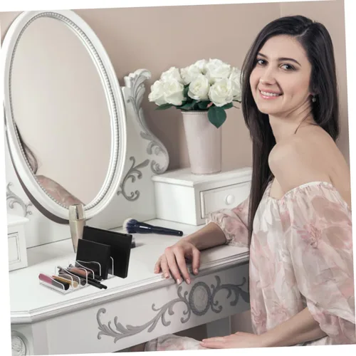Vista 4 de 2 paletas de sombra de ojos divididas, soporte organizador de maquillaje, estante de almacenamiento para cosméticos, lápiz labial, esmalte de uñas