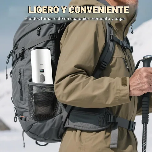 Vista 7 de Cafetera portátil de café expreso con batería de 7800 mAh y pantalla digital, cafetera de viaje autocalentable para campamento, automóvil