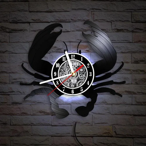 Vista 5 de The Geeky Days Big Crab - Reloj de pared LED con mando a distancia, 7 colores, luz de 12 pulgadas, cuarzo silencioso, náutico, océano, mariscos