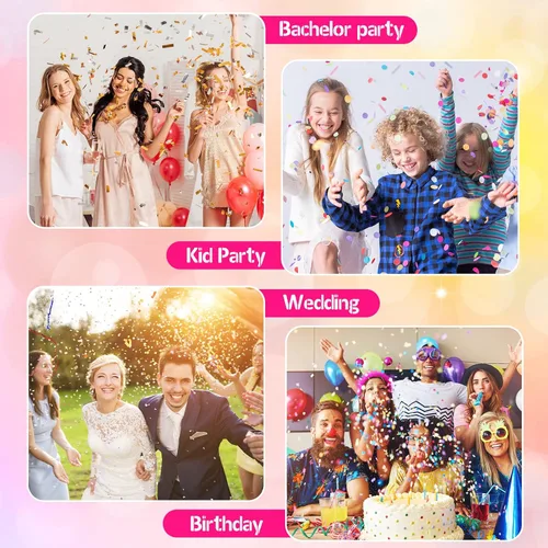 Vista 7 de Confeti de papel rectangular de 10.58 oz de papel multicolor para baby shower, clubes, bodas, celebraciones de cumpleaños, fiestas, decoración