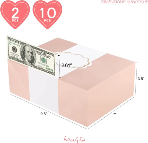 Vista 6 de ROSEGLD Cajas de regalo con bandas de envoltura de 9.5 x 7 x 3.5 pulgadas, cajas de regalo con tapas, cajas de regalo para dama de honor con bandas