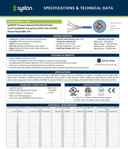 Vista 3 de Cable de Internet Ethernet Cat6e – 10 pies, 600 MHz 23AWG de alambre de cobre sólido desnudo apto para exteriores/interiores, sin extremos de 10