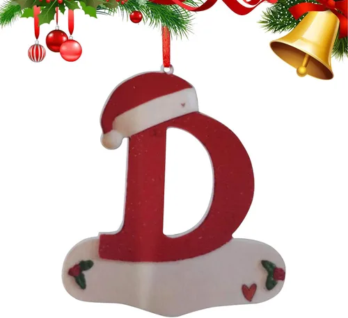 Vista 10 de Adornos de Navidad personalizados de 26 letras, mesa de decoración navideña para interiores (A)