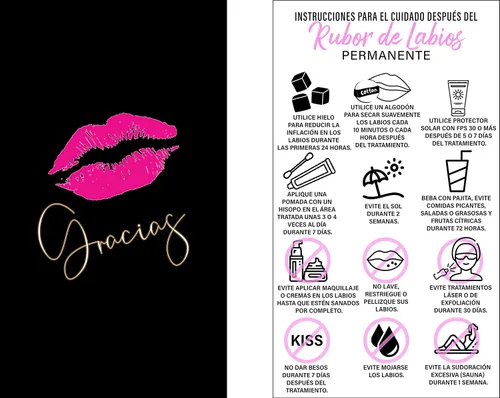 Vista 5 de BRAWNA 100 tarjetas de agradecimiento para el cuidado posterior del delineador de ojos PMU - Suministros de PMU - Kit de microblading - Negro 2-Negro