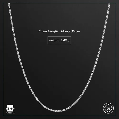 Vista 2 de Amberta Collar de cadena de plata de ley 925 para niños (14 pulgadas - 4 a 12 años)