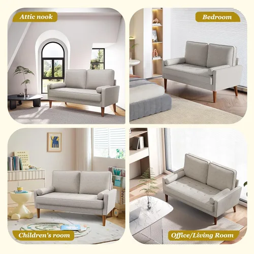 Vista 7 de Vesgantti Sofá de dos plazas con patas de madera maciza, sofás pequeños de 48 pulgadas para espacios pequeños, asiento de dos plazas para sala